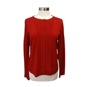 Talbots Red Pure Italian Merino Cardigan Sweater Size Large